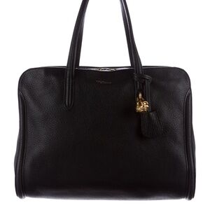 Alexander McQueen Black Gold Padlock zip around Tote - Large